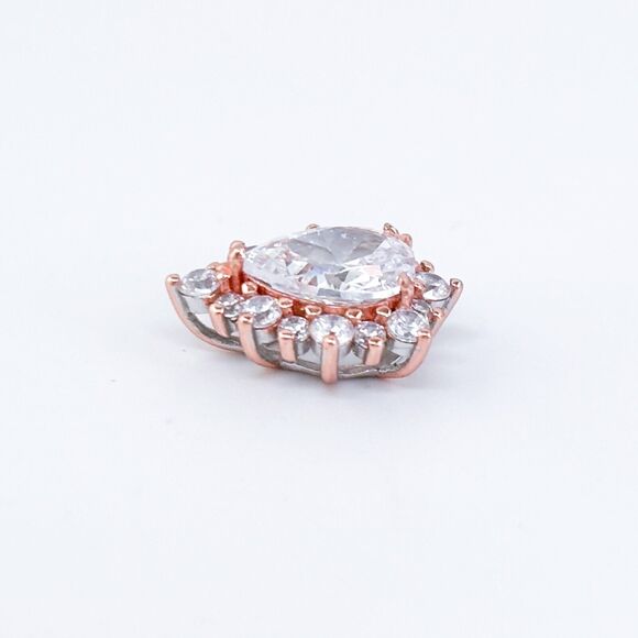 Vintage IBB Sterling Silver 925 Rose Gold Tone Pear Cubic Zirconia Pendant - Picture 3 of 6